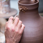 Doug Fitch and Hannah McAndrew making a jug for me
